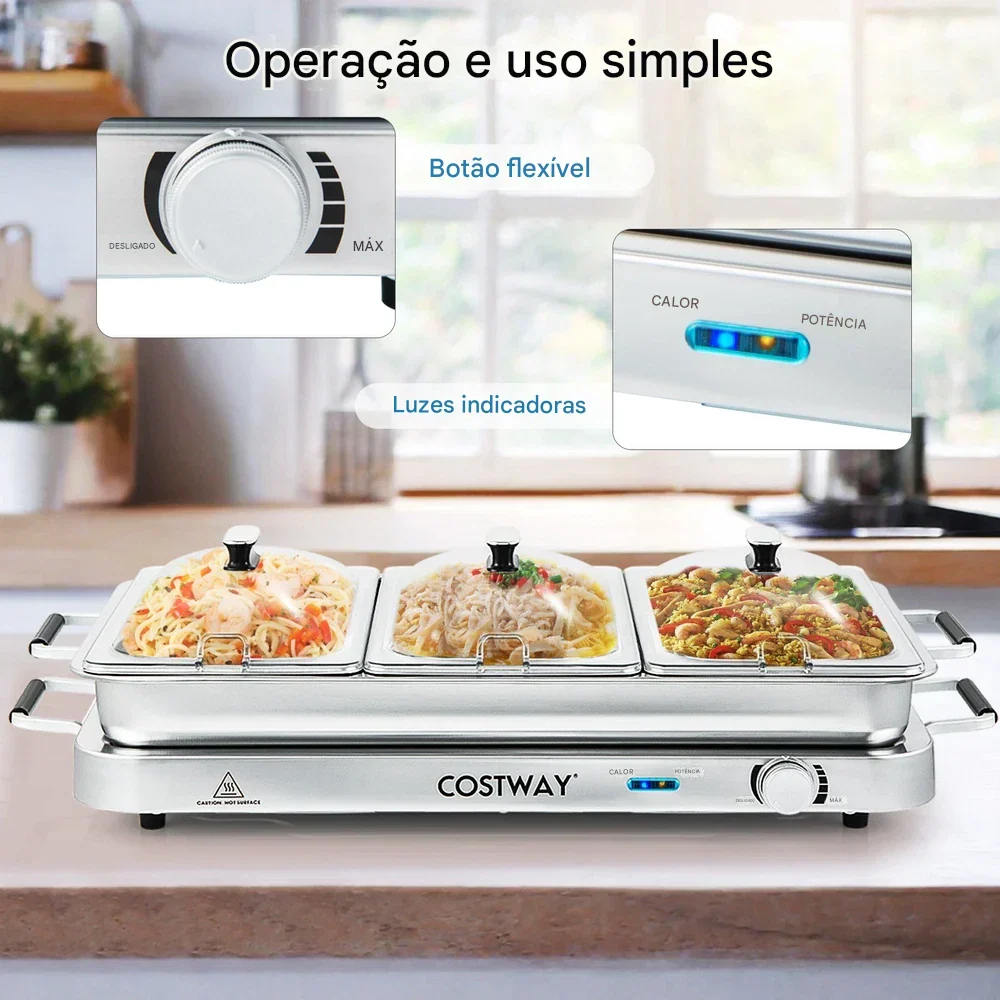Bandeja de Aquecimento Elétrica COSTWAY com controles